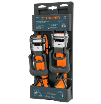 CORREA AMARRE CON RATCHET ( CINCHO ) DE 5 MTS HASTA 1000 KG MOD SU-1000C REF. 19285 MARCA TRUPER