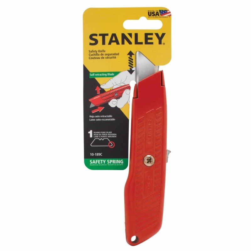 CUCHILLA / EXACTO DE METAL AUTO RETRACTIL DE SEGURIDAD MANGO ROJO REF. 10-189C MARCA STANLEY