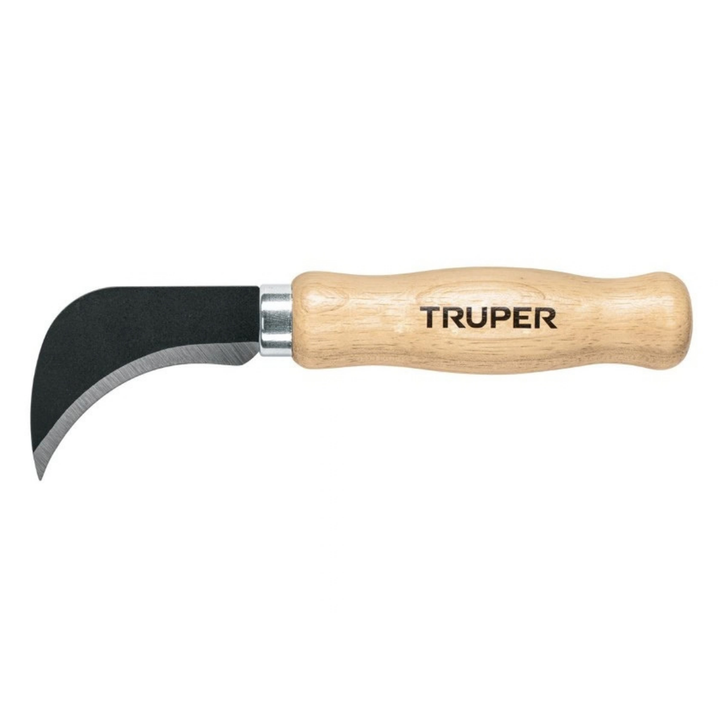 CUCHILLO MANGO MADERA HOJA CURVA PARA LINOLEO 8" MOD.NL-8 REF.14462 MARCA TRUPER