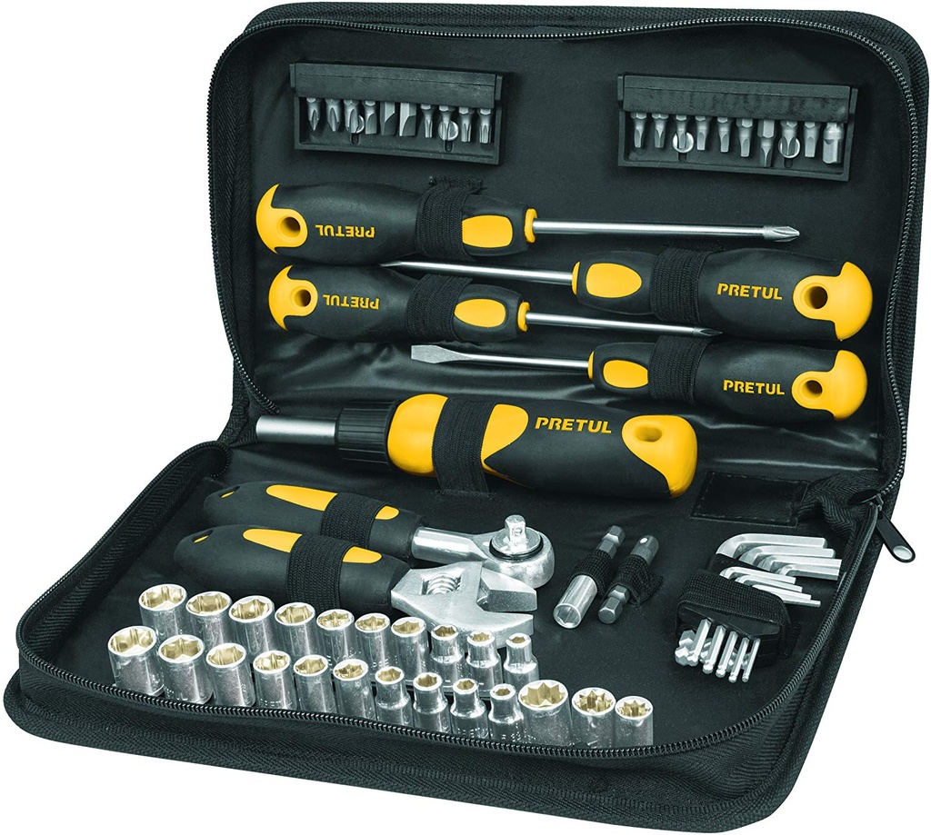 JGO. DE AUTOCLET/DADOS Y PUNTAS 61 PZAS MOD. SET-61 REF. 22715 MARCA PRETUL