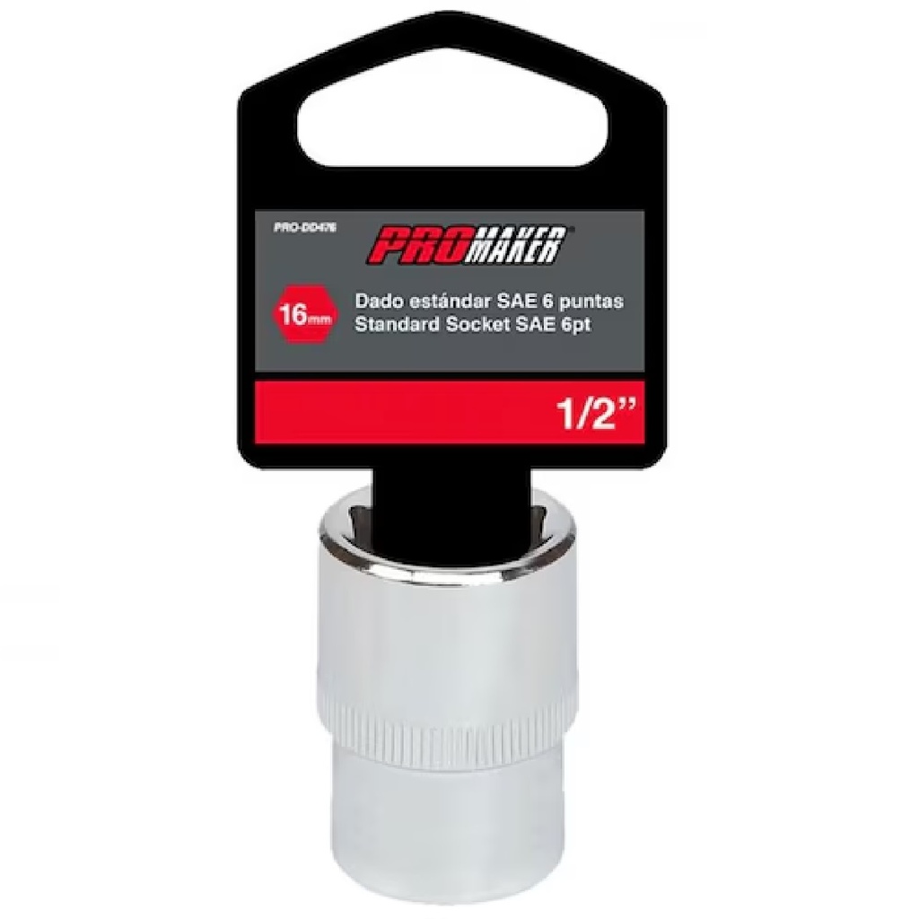 DADO CORTO HEXAGONAL 1/2" X 16 MM REF. PRO-DD476 MARCA PROMAKER