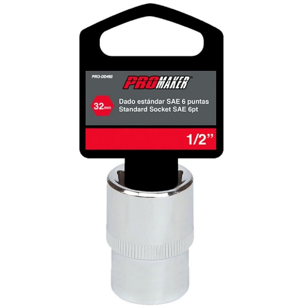 DADO CORTO HEXAGONAL 1/2" X 32 MM REF. PRO-DD492 MARCA PROMAKER