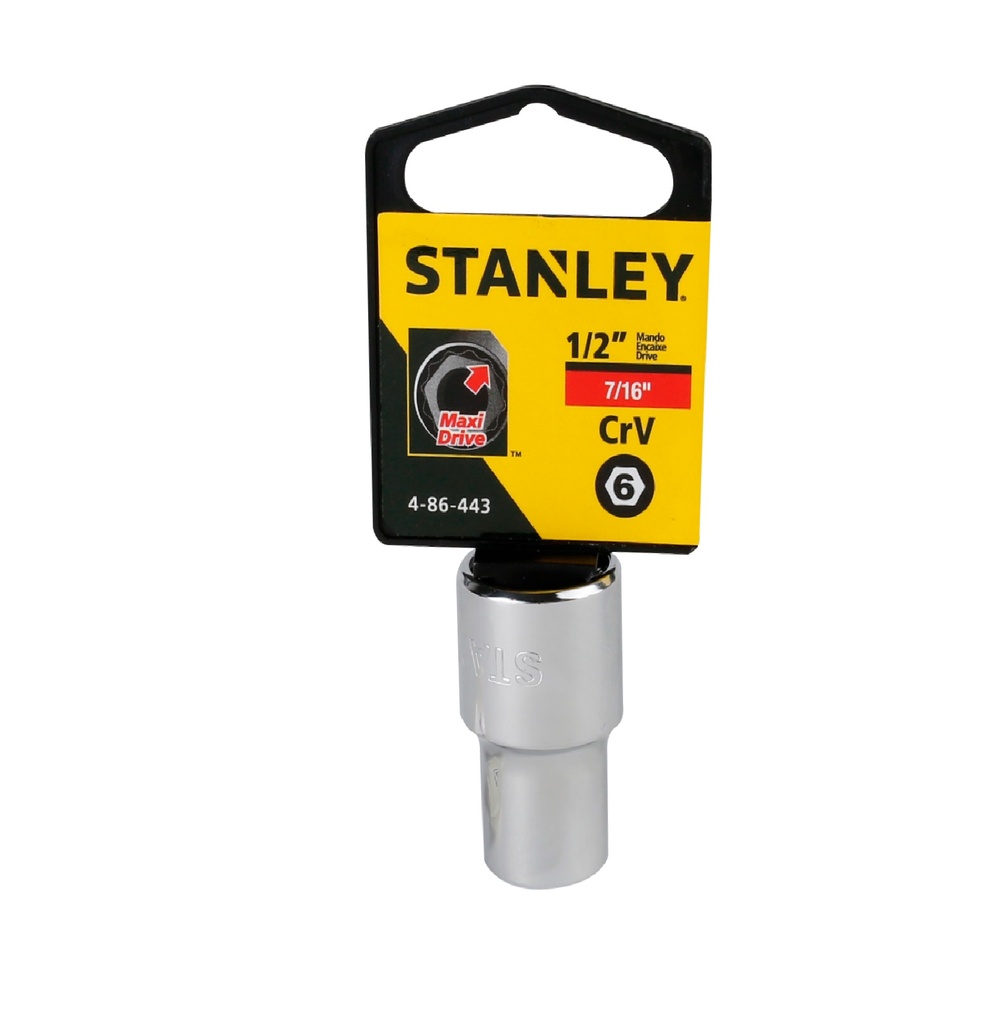 DADO CORTO HEXAGONAL CROMADO 1/2" X 7/16" REF. 86443B COD. 781677 MARCA STANLEY
