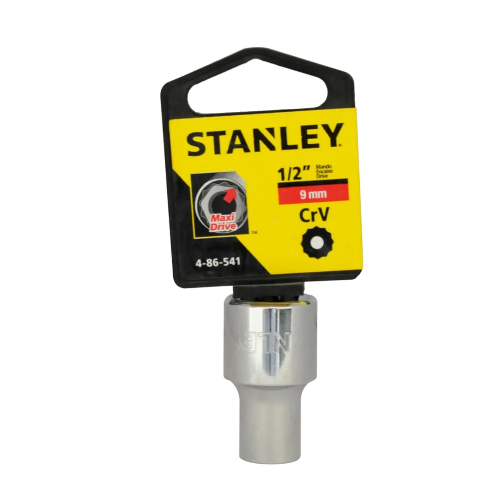 DADO CORTO ESTRIA CROMADO 1/2" X 9 MM REF. 86541B MARCA STANLEY