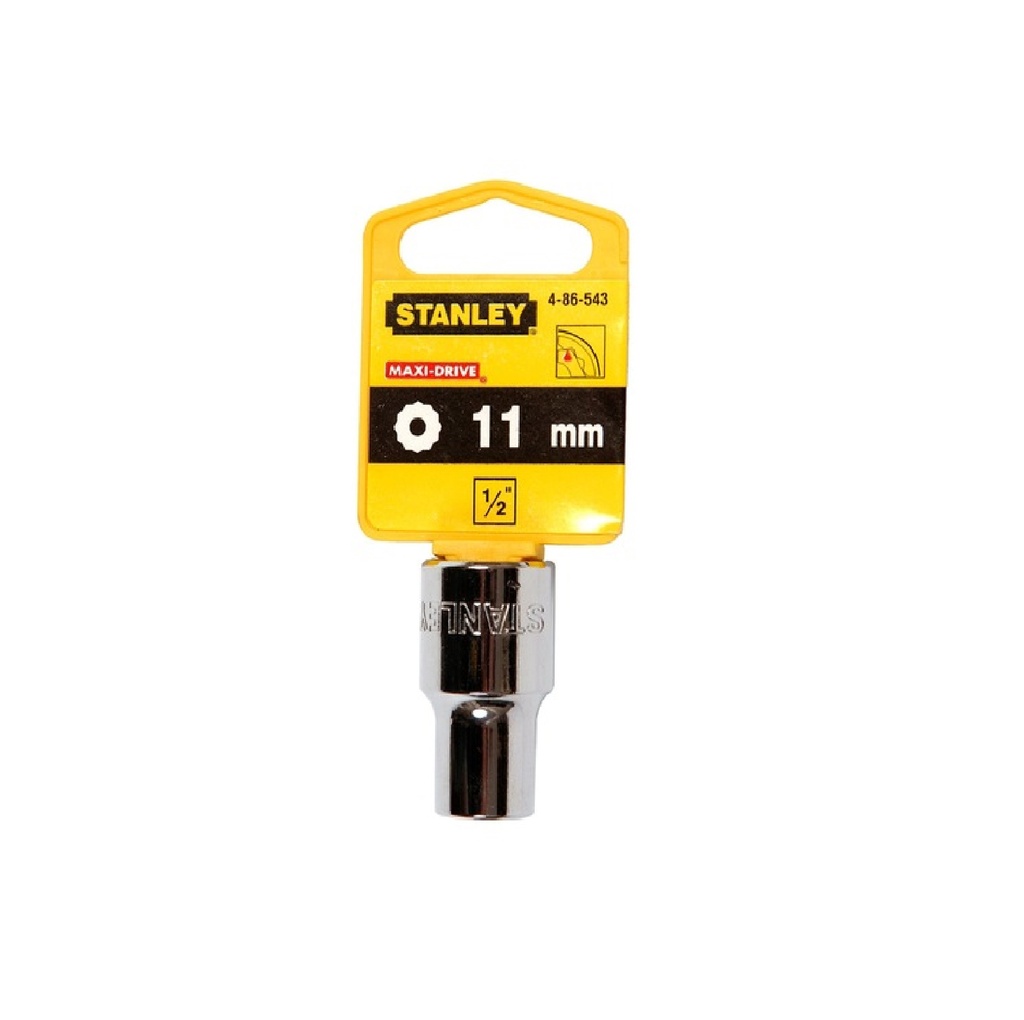 DADO CORTO ESTRIA CROMADO 1/2" X 11 MM REF. 86-543 COD. 865432 MARCA STANLEY