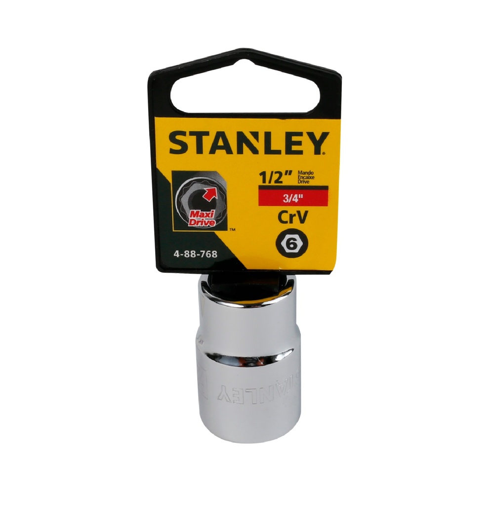 DADO CORTO HEXAGONAL CROMADO 1/2" X 3/4" REF. 88-768 MARCA STANLEY