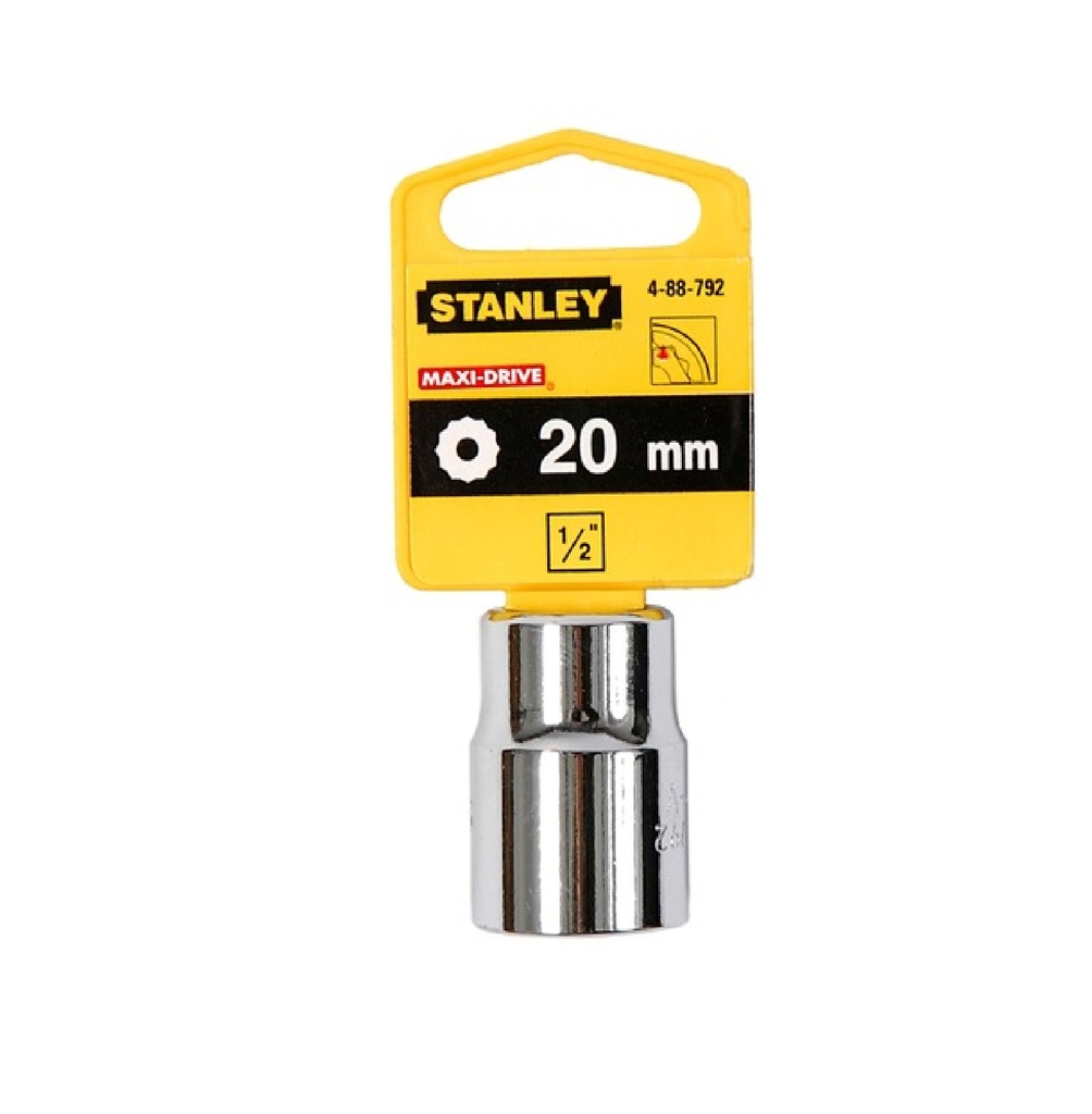 DADO CORTO ESTRIA CROMADO 1/2" X 20 MM C/ B REF. 88-792 COD. 887922 MARCA STANLEY