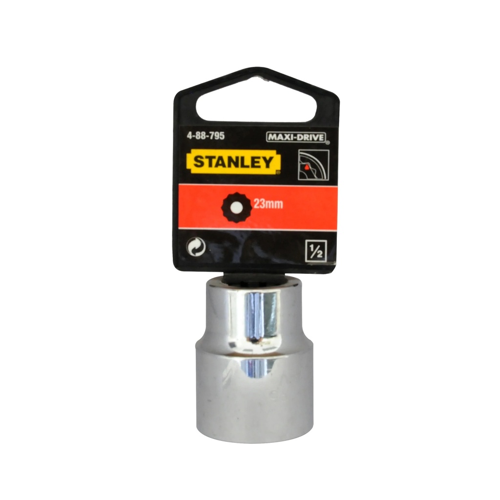 DADO CORTO ESTRIA CROMADO 1/2" X 23 MM C/ B REF. 88-795 COD. 783114 MARCA STANLEY