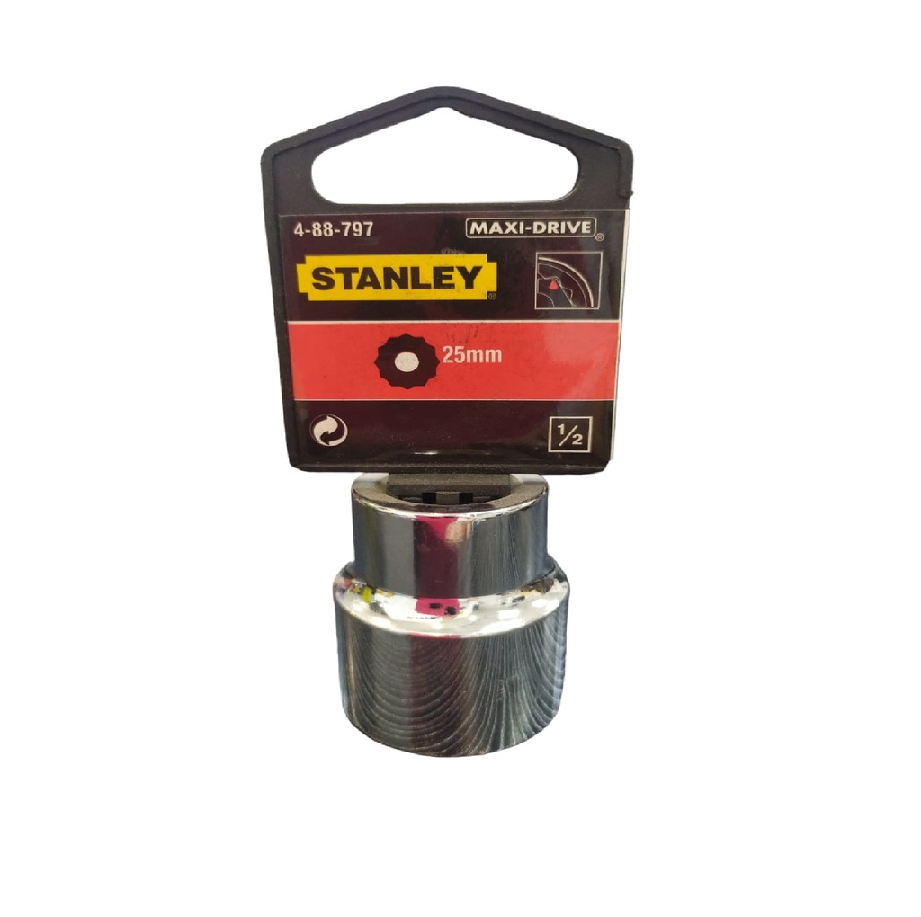 DADO CORTO ESTRIA CROMADO 1/2" X 25 MM C/ B REF. 88-797 COD. 887977 MARCA STANLEY