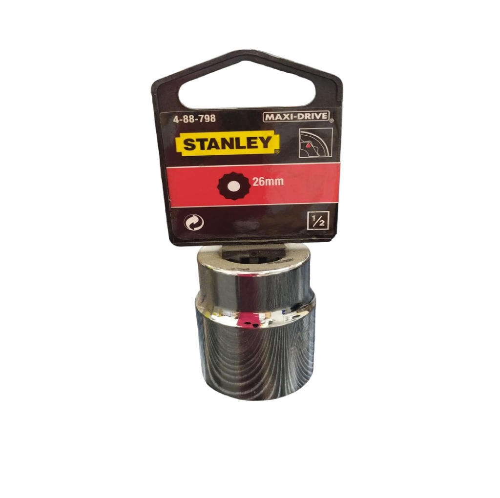 DADO CORTO ESTRIA CROMADO 1/2" X 26 MM C/ B REF. 88-798 COD. 887984 MARCA STANLEY