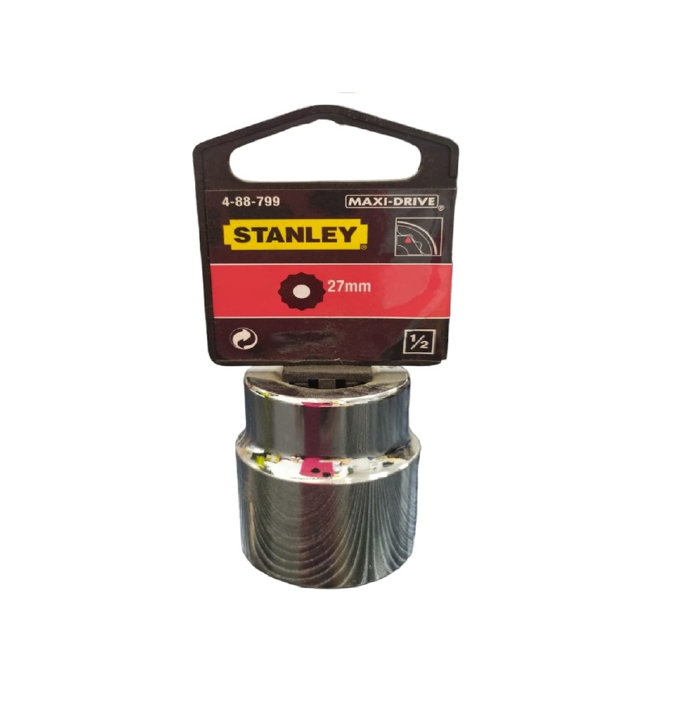 DADO CORTO ESTRIA CROMADO 1/2" X 27 MM C/ B REF. 88-799 COD. 783152 MARCA STANLEY