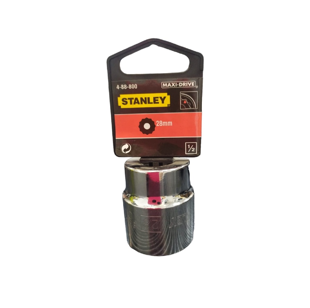 DADO CORTO ESTRIA CROMADO 1/2" X 28 MM C/ B REF. 88-800 COD. 888004 MARCA STANLEY