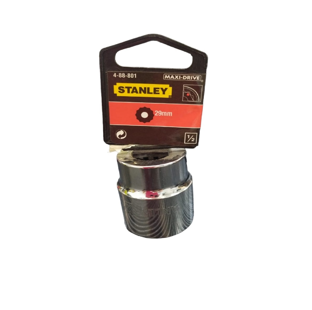 DADO CORTO ESTRIA CROMADO 1/2" X 29 MM C/ B REF. 88-801 COD. 888011 MARCA STANLEY