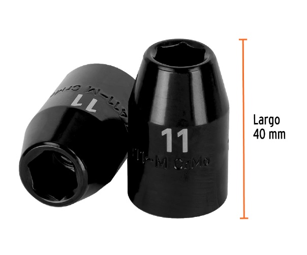 DADO DE IMPACTO 1/2" 11 MM CUADRO 1/2" 6 PUNTAS MOD. D-7411-M EF. 12411 MARCA TRUPER