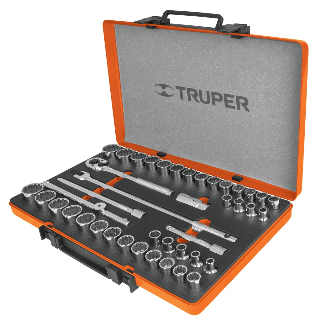 JUEGO DE DADOS JGO 42 PZAS CUADRO DE 1/2" MOD.JD-1/2X42MP REF.13940 MARCA TRUPER