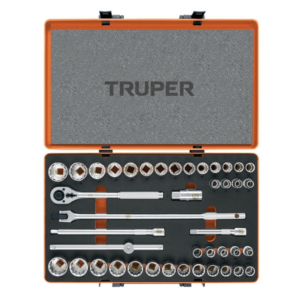 JUEGO DE DADOS JGO 42 PZAS CUADRO DE 1/2" MOD.JD-1/2X42MP REF.13940 MARCA TRUPER