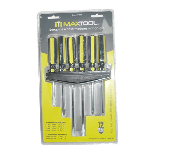 JUEGO DE DESTORNILLADORES 6 PZAS REF. 304703 COD. 100148 MARCA MAXTOOL