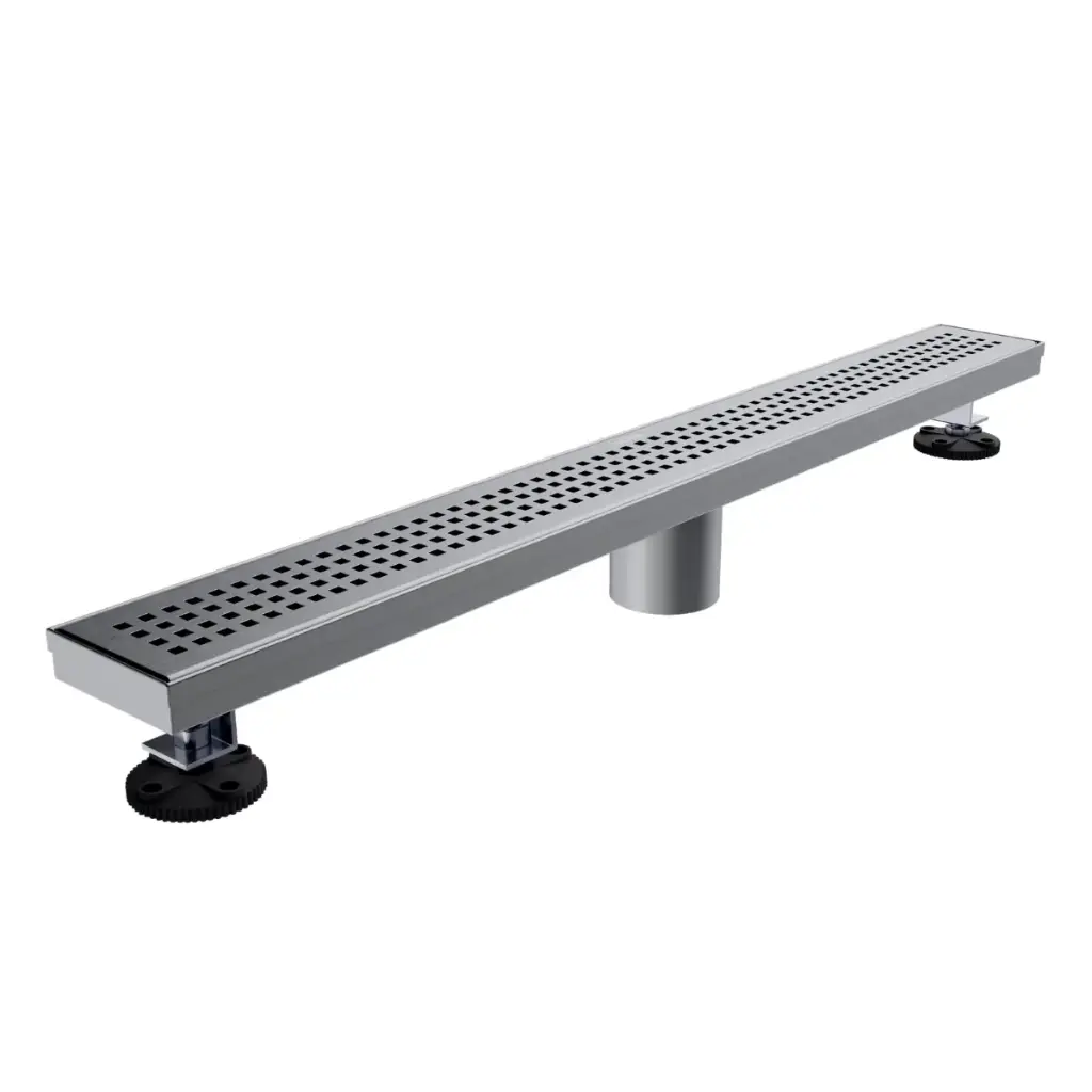 REJILLA RECTANGULAR / DESAGUE LINEAL 60 CM SERIE SQUARE DOTTS (PERF) ACERO INOX POLISHED / GRIS NOVA