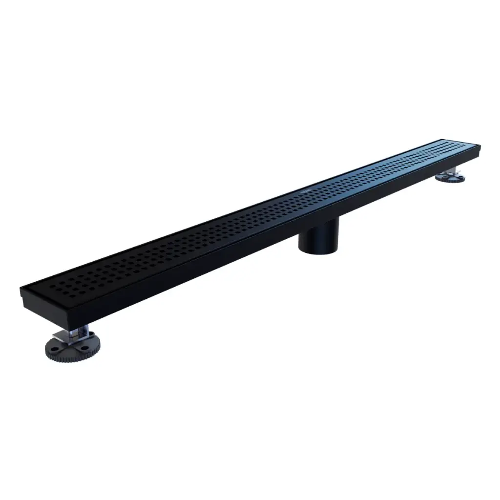 DESAGUE / AQUAFLOW SQUARE DOTS MATT 80 X 7CM DESCARGA VERTICAL NOIR COLOR NEGRO REF. NVDES9101 NOVA