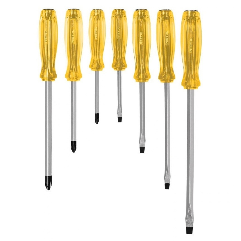JUEGO DE DESTORNILLADORES DE IMPACTO / DESARMADORES 7 PZAS MOD. J-DIM-7 REF. 304705 MARCA PRETUL