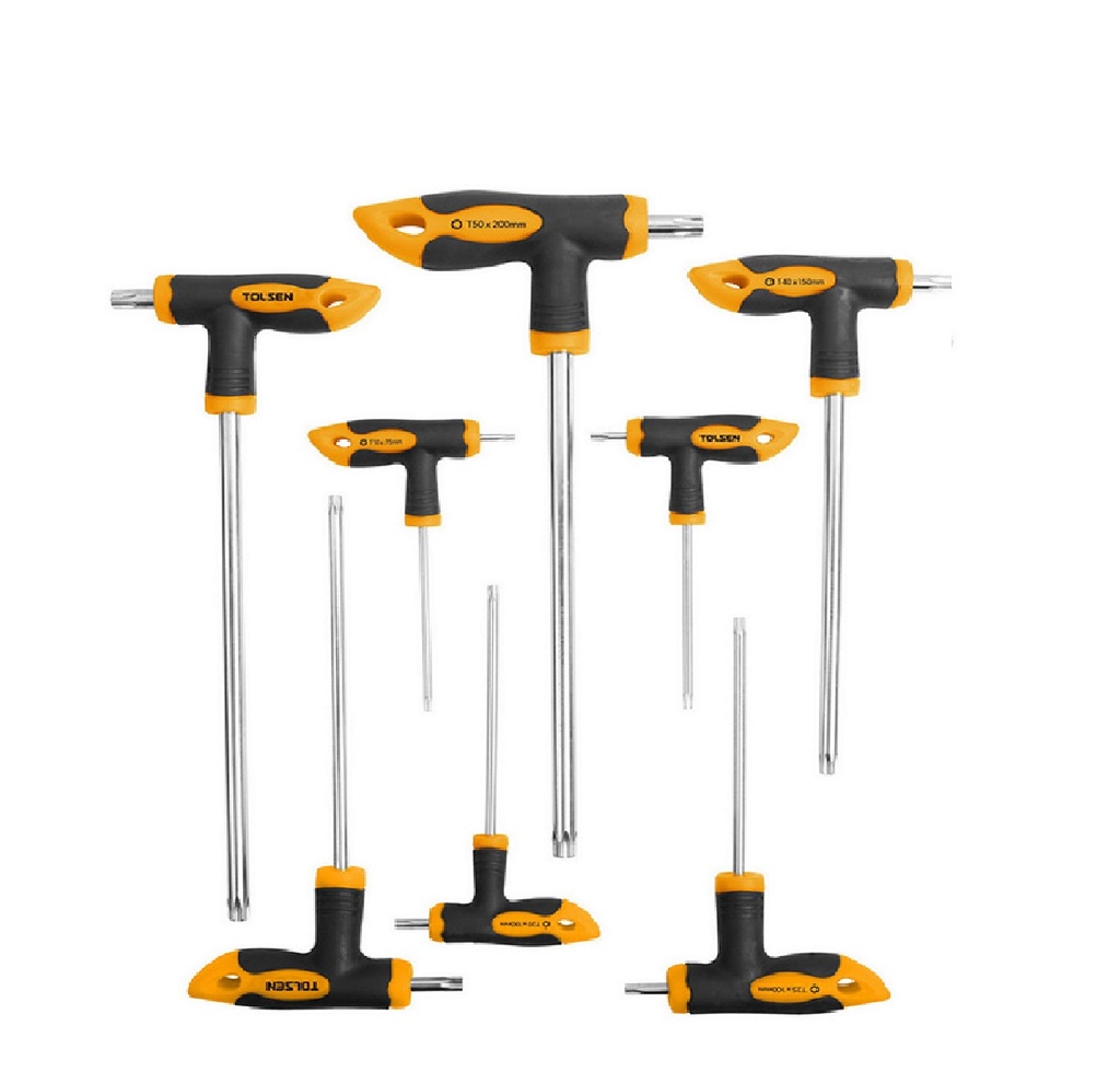 JUEGO DE DESTORNILLADORES TORX MANGO EN T 8 PZAS REF: 20061 MARCA TOLSEN