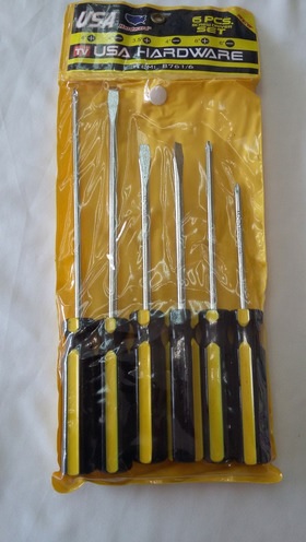 JUEGO DE DESTORNILLADOR ECON. 6 PZAS ESTRIA Y PALA, REF. 8761/6 MARCA USA HARDWARE