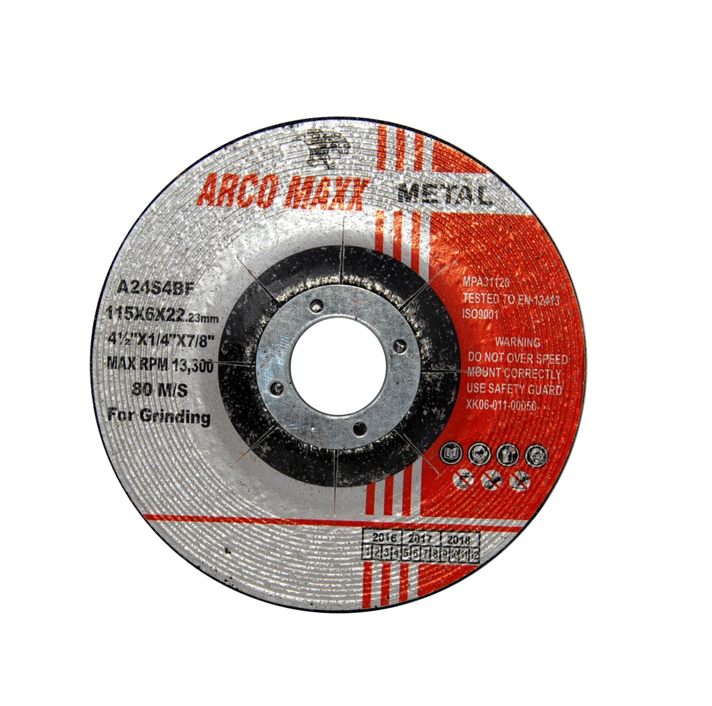 DISCO DE DESBASTE DE 4 1/2" X 1/4" X 7/8" (CAJA DE 25 UND) MARCA ARCO MAXX