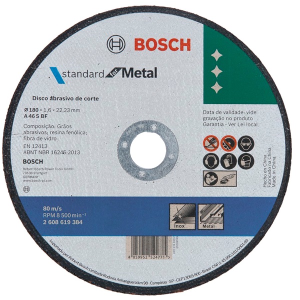 DISCO DE CORTE FINO PARA METAL DE 7" X 1/16" X 7/8" REF. 524771 / 619384 MARCA BOSCH