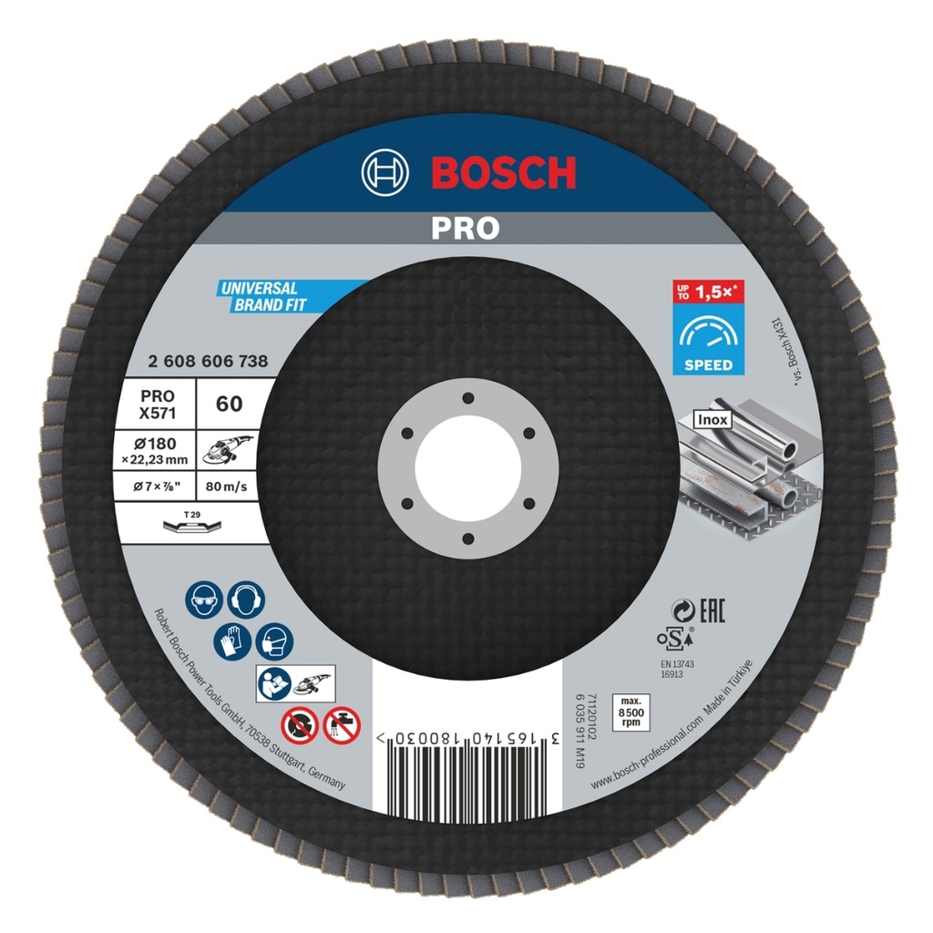DISCO FLAP 7" X 7/8" GRANO 60 REF. 879270 / 606738 / 180030 MARCA BOSCH