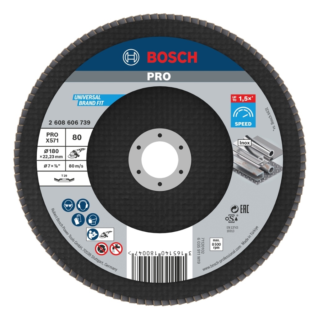 DISCO FLAP 7" X 7/8" GRANO 80 REF. 606739 / 180047 / 879275 MARCA BOSCH