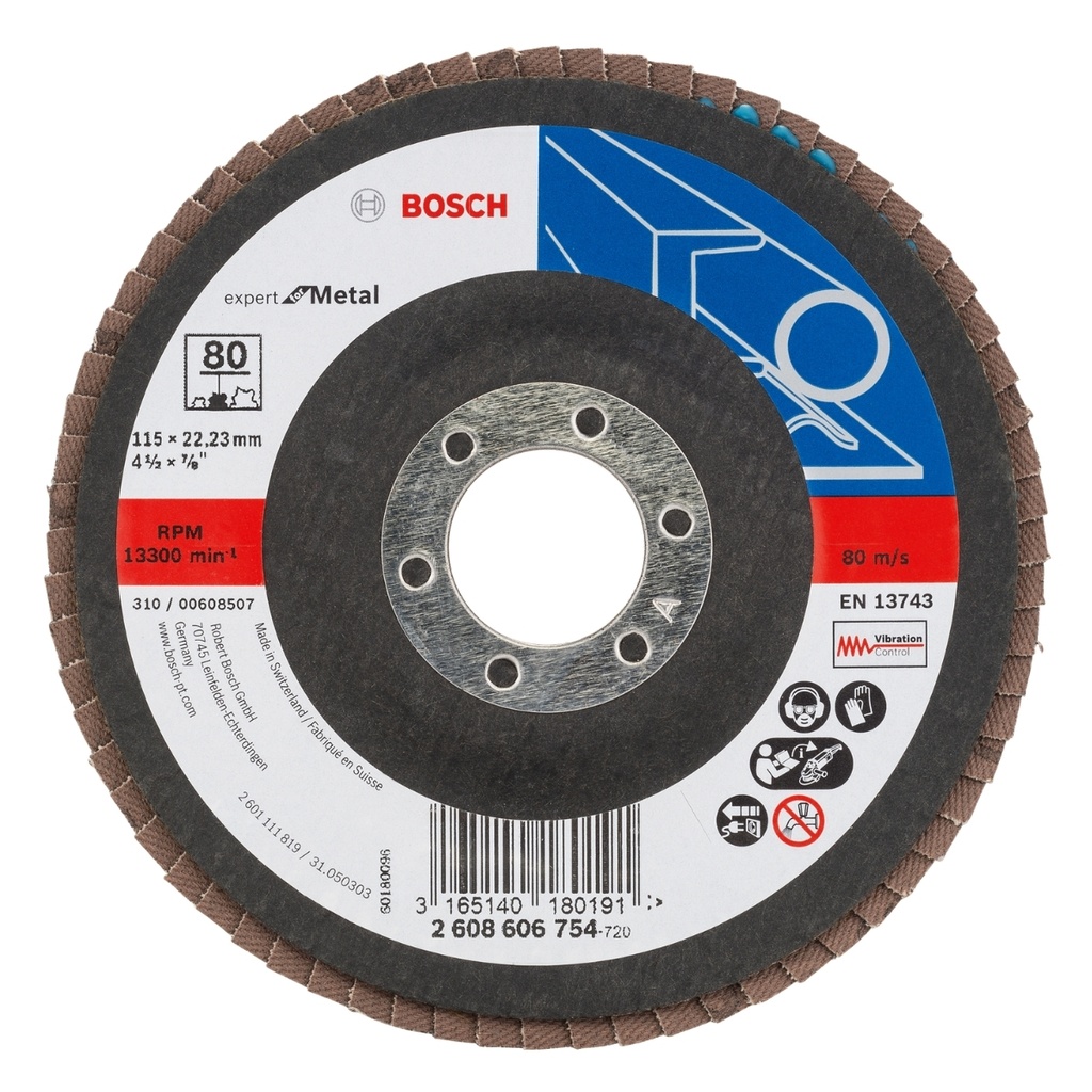 DISCO FLAP 4 1/2" X 7/8" GRANO 80 REF. 606754 / 879265 MARCA BOSCH