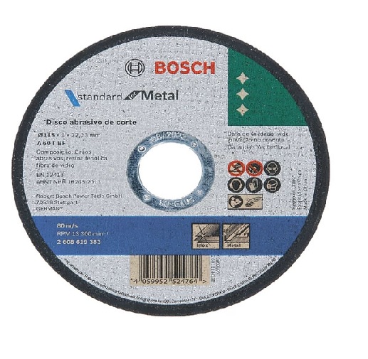 DISCO DE CORTE EXTRA FINO P/ METAL -ACERO INOX. DE 4.1/2 X 3 .64" (1 MM) REF. 2608619383/ 875411 / 524764 MARCA BOSCH