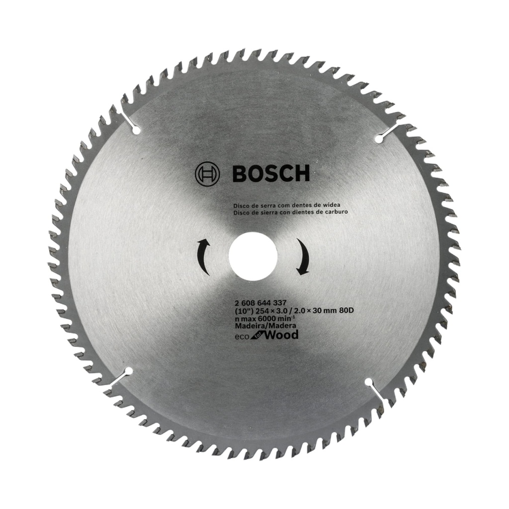 DISCO P/SIERRA CIRC. PARA MADERA 10" X 254 MM 80D ECO REF. 2608644337 / 876315 MARCA BOSCH