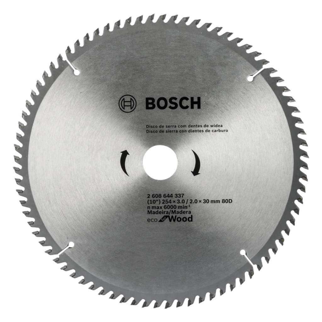 DISCO P/SIERRA CIRC. PARA MADERA 10" X 254 MM 80D ECO REF. 2608644337 / 876315 MARCA BOSCH