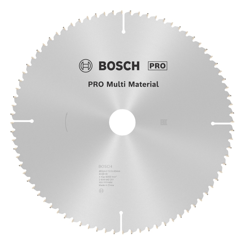 DISCO MULTI-MATERIAL 10" X 1" X 2.7MM 80T REF. 2608642201 / 602082 MARCA BOSCH