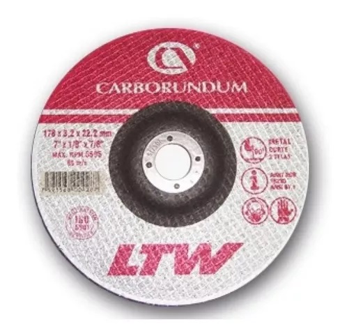 DISCO DE CORTE P/ METAL LTW 7" X 1/8" X 7/8" C/REB MARCA CARBORUNDUM