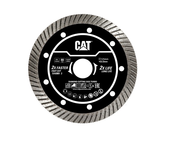 DISCO DE CORTE DIAMANTADO SEGMENTADO TURBO 4 1/4" 115 MM REF. DA09011 MARCA CAT