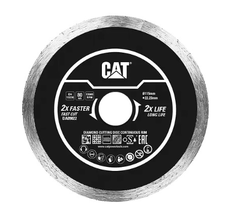 DISCO DE CORTE DIAMANTADO CONTINUO 4 1/4" 115 MM REF. DA09022 MARCA CAT