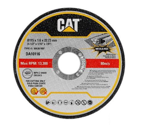 DISCO DE CORTE METAL - ACERO INOXIDABLE DE 4 1/2" X 1/16" X 7/8" REF. DA10116 MARCA CAT