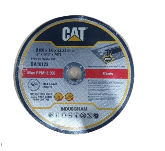 DISCO DE CORTE METAL - ACERO INOXIDABLE DE 7" X 1/16" X 7/8" REF. DA10123 MARCA CAT