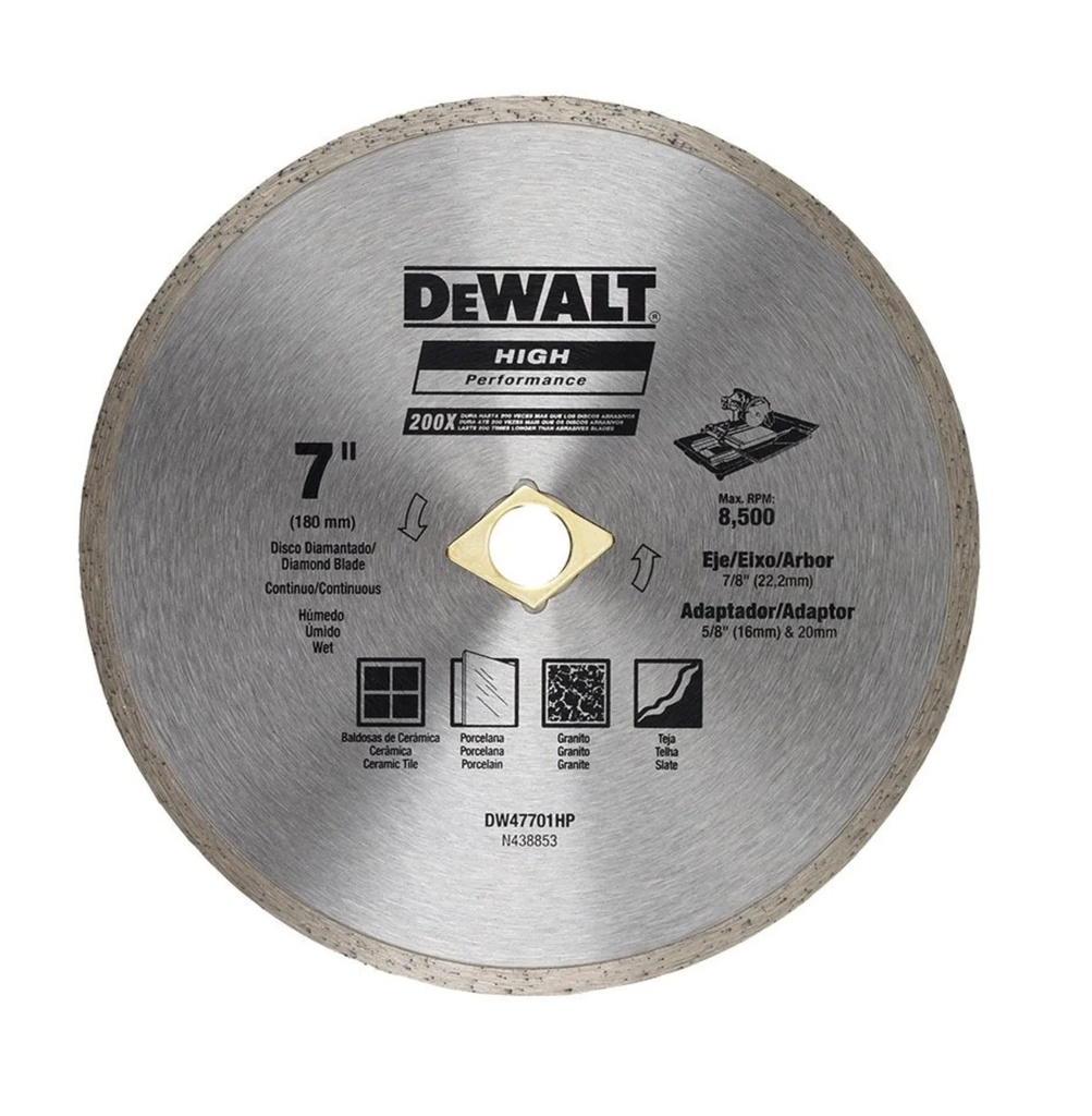DISCO DE DIAMANTE CORTE CONTINUO 7" REF. DW47701L MARCA DEWALT