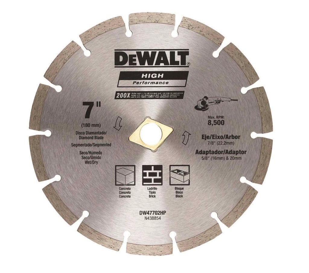 DISCO DE DIAMANTE CORTE SEGMENTADO 7" REF. DW47702HP MARCA DEWALT