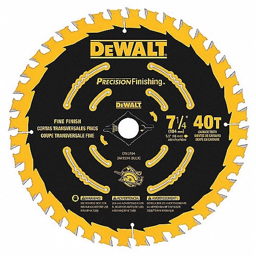 DISCO DE SIERRA CIRCULAR 7 1/4" 40 DIENTES REF. DWA171440 / DIS-751 MARCA DEWALT