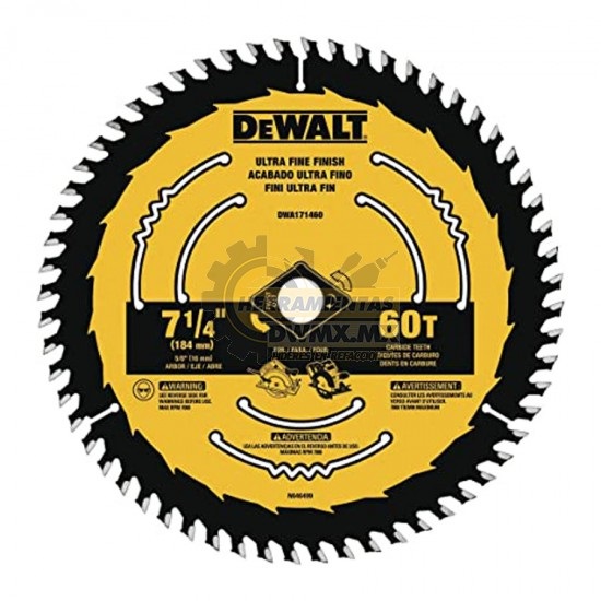 DISCO DE SIERRA CIRCULAR 7 1/4" 60 DIENTES REF. DWA171460 / DIS-754 MARCA DEWALT