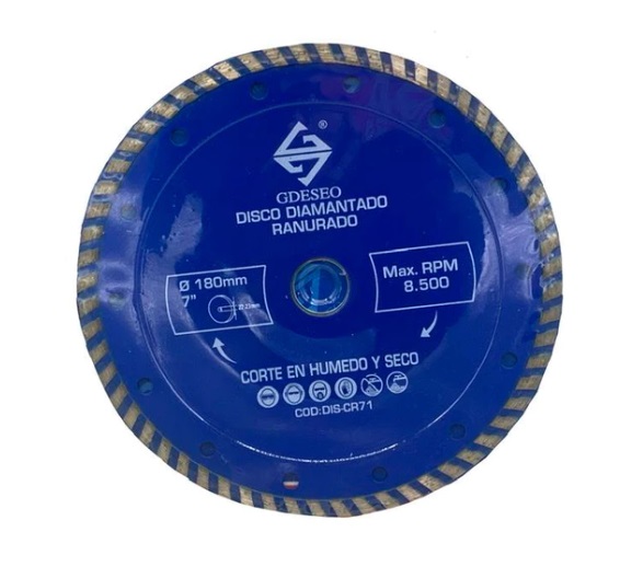 DISCO DE CORTE DIAMANTADO RANURADO 7" REF.DIS-CR71 MARCA GDESEO
