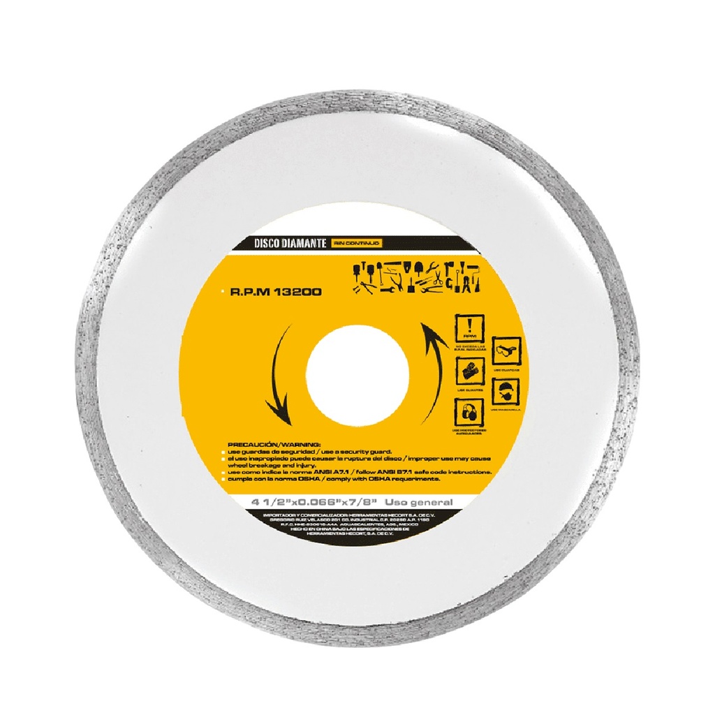 DISCO DE CORTE CONTINUO 4 1/2" REF. 200031 MARCA IBROS