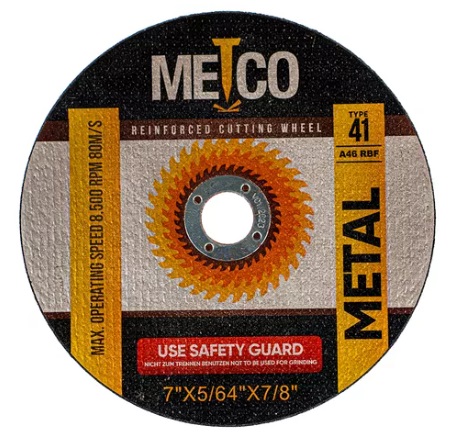 DISCO DE CORTE 7" X 5/64" X 7/8" SPEED 8.500 RPM REF. 301728 MARCA METCO