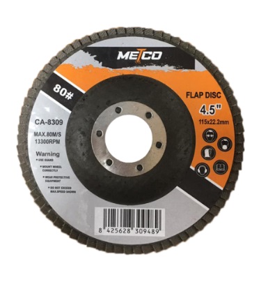 DISCO FLAP 4,50" GRANO 80 13.300 RPM REF. 309489 MARCA METCO