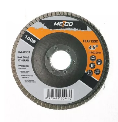 DISCO FLAP 4,50" GRANO 100 13.300 RPM REF. 309410 MARCA METCO