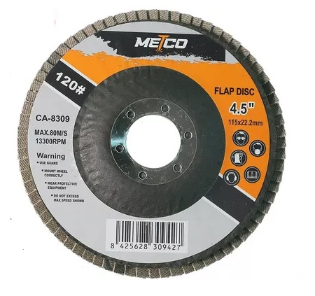 DISCO FLAP 4,50" GRANO 120 13.300 RPM REF. 309427 MARCA METCO